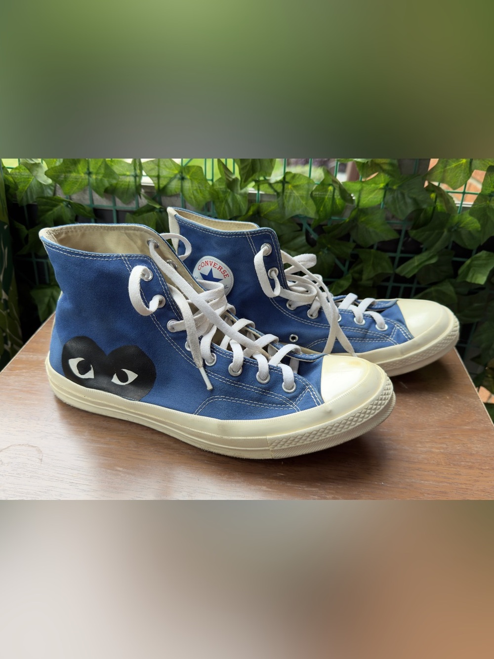 Authentic Comme Des Garcons Play X Converse Chunk 70 High Sneakers in Blue